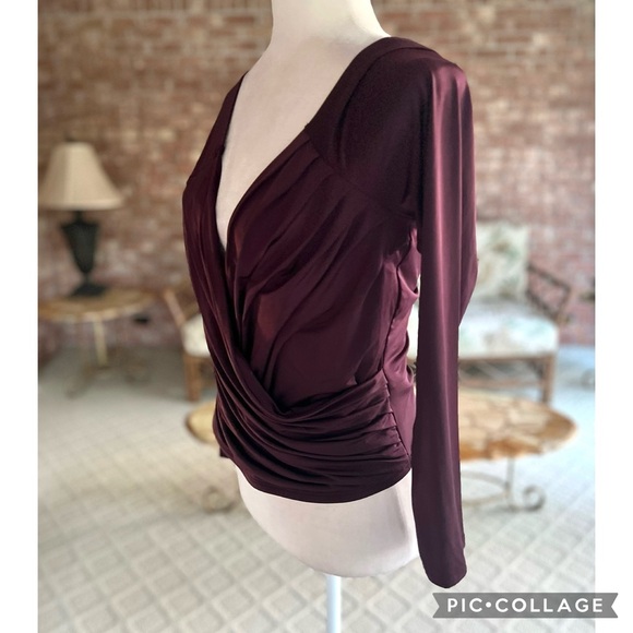 Express Body Contour Plum Crop Ruched Knit Top L - Picture 5 of 9